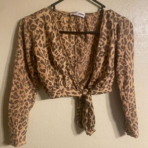 Vintage Dolce & Gabbana Animal Print Wrap Blouse